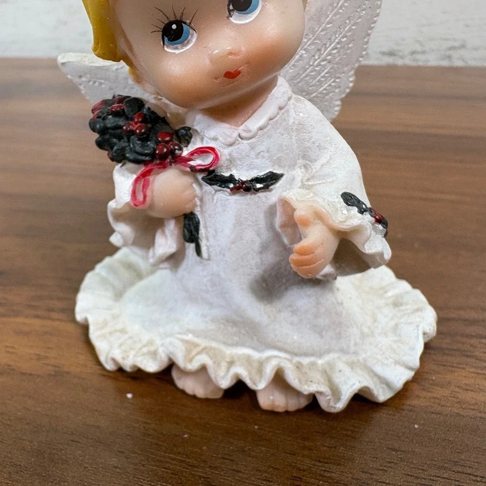 Vintage Enesco Ruth Morehead Holly Babes Christmas Angel Ornament Mouse 1986